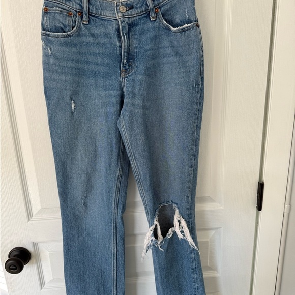 Abercrombie & Fitch Light Blue Distressed Straight Leg Jeans - Picture 1 of 8